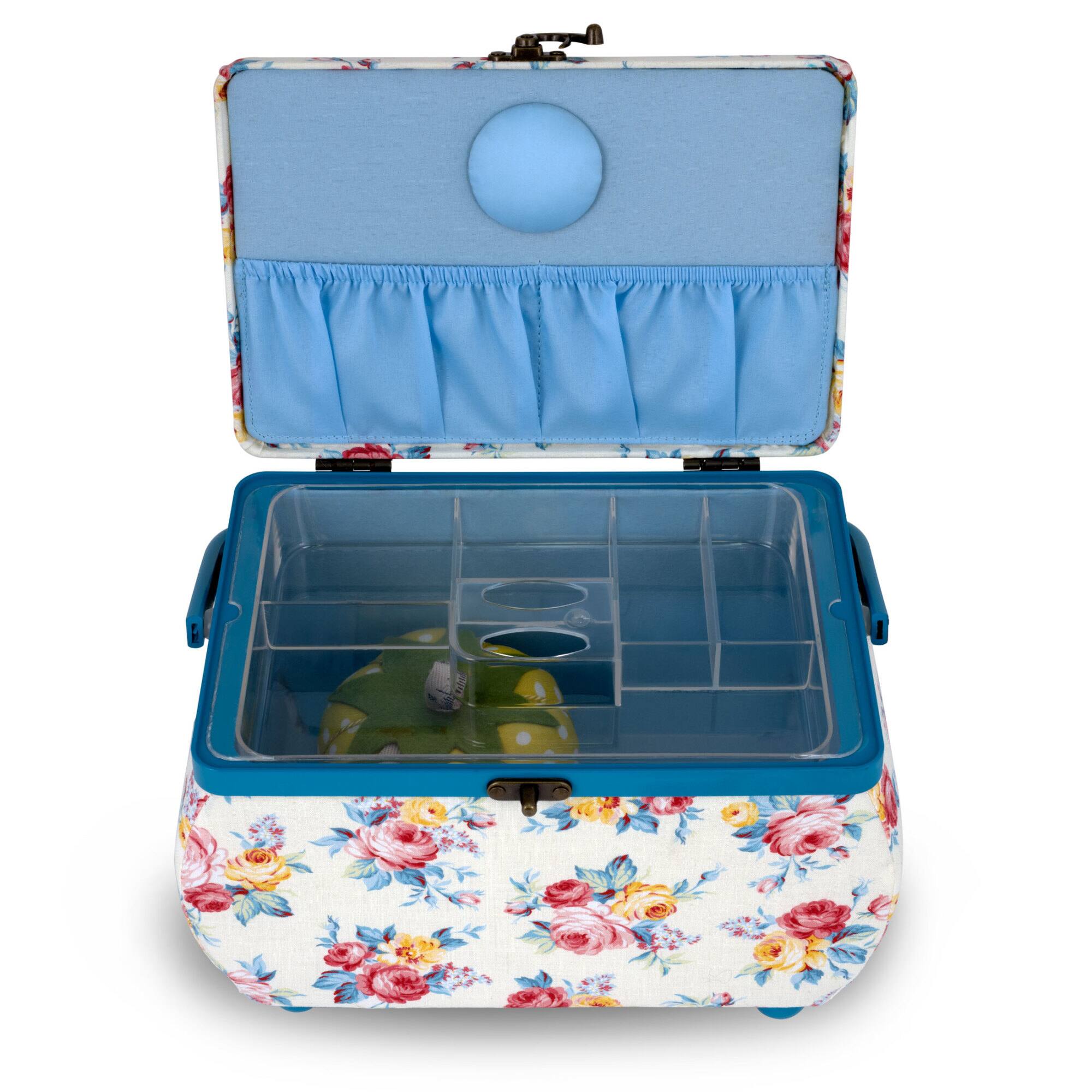 Dritz® Bright Floral Medium Curved Sewing Basket With Tomato Pincushion